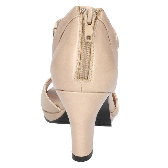 NEW Easy Street Women's Flash T-Strap Dress Sandals Nude Pearlized Size 7.5M - Picture 4 of 7